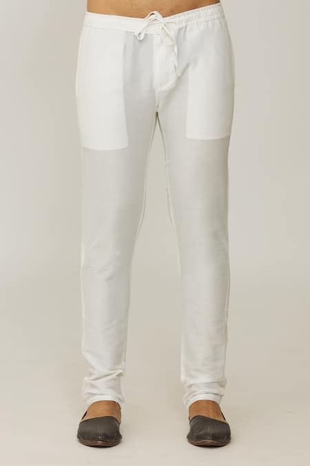 Spring Break_Blue Cotton, Silk Navy Pineapple Print Bundi And Kurta Set_at_Aza_Fashions