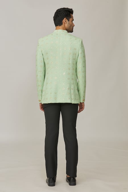 Shop_Spring Break_Green Polyester, Cotton Embroidery, Sequins Jodhpuri Jacket _at_Aza_Fashions
