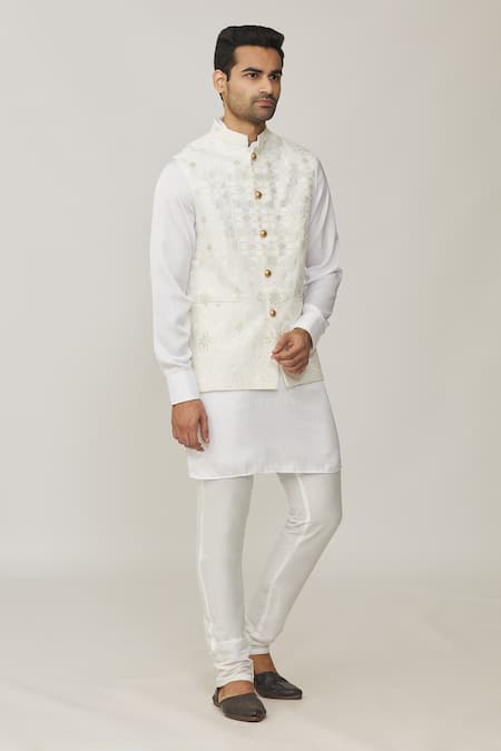 Buy Spring Break White Polyester, Cotton Embroidery Lucknowi Thread Bundi Online at Aza Fashions Buy_Spring Break_White Polyester, Cotton Embroidery Lucknowi Thread Bundi _Online_at_Aza_Fashions