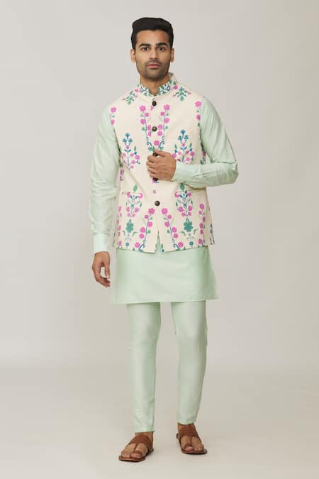 Spring Break Garden Print Bundi & Kurta Set 