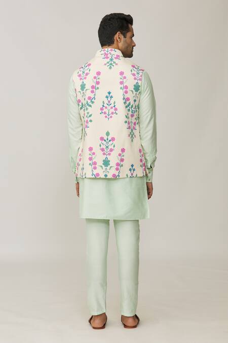 Spring Break Garden Print Bundi & Kurta Set 