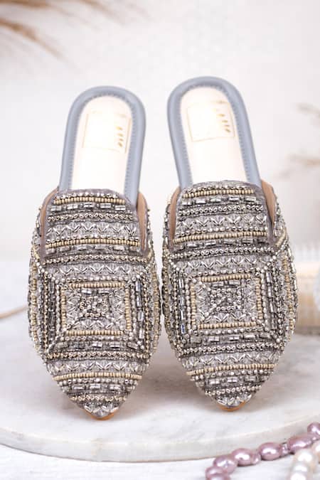 House of Vian Stella Geometric Embellished Mules 
