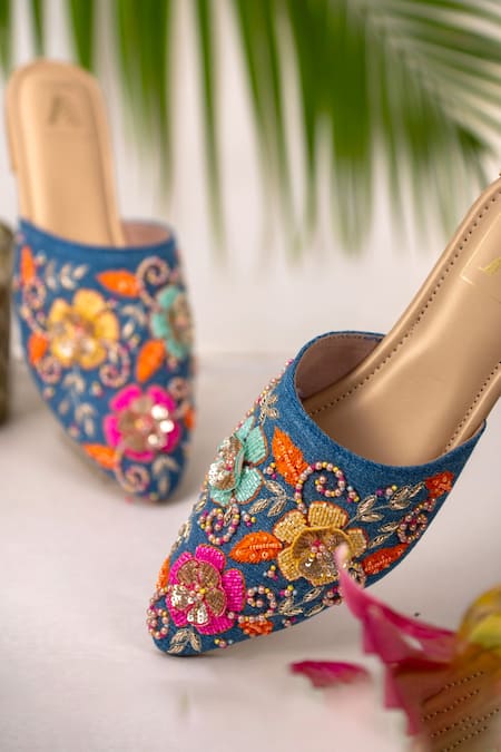 House Of Vian Ziva 3D Floral Embroidered Mules 
