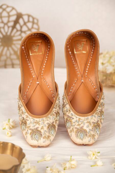 Shop House Of Vian Gold Sequins, Embroidery Arisha Lotus Juttis at Aza Fashions Shop_House Of Vian_Gold Sequins, Embroidery Arisha Lotus Juttis _at_Aza_Fashions