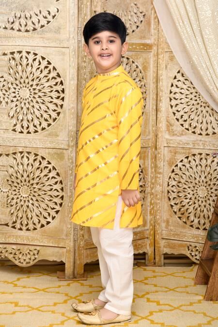 Buy_Saka Designs_Yellow , Satin Foil Printing Kurta Set_Online_at_Aza_Fashions