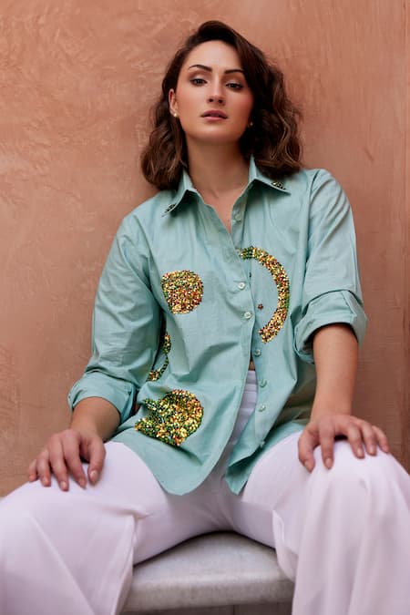 Palak Khandelwal Sequin Embroidered Shirt 