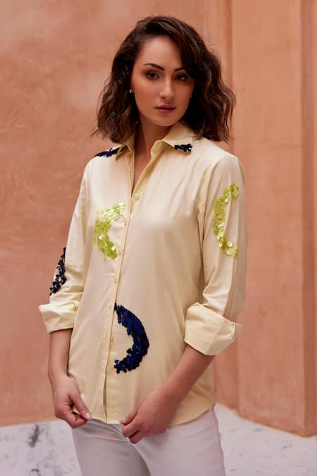 Palak Khandelwal Sequin Abstract Embroidered Shirt 
