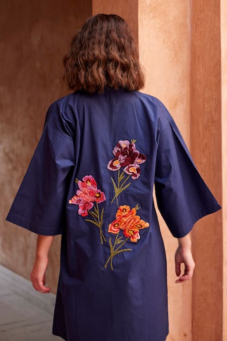 Palak Khandelwal Thread Embroidered Floral Patch Shirt 