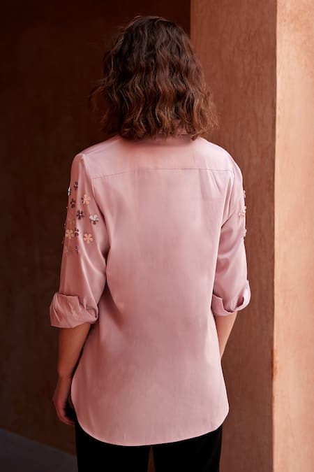 Palak Khandelwal Sequin Floral Embroidered Shirt 