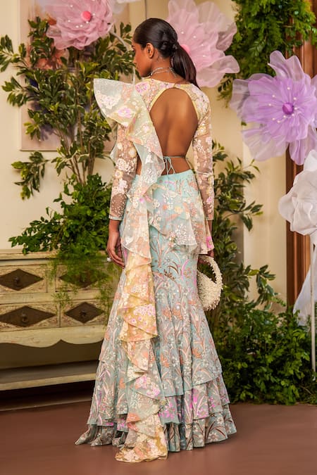 Moledro Ilsa Fish Cut Lehenga Saree & Blouse Set 