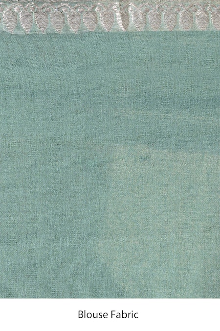 Shop_Taba Kashi By Artika Shah_Green Chiffon Thread Embroidered Saree With Running Blouse _Online_at_Aza_Fashions