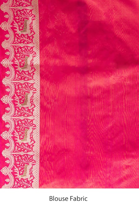 Taba Kashi By Artika Shah_Pink Kota Doria Embroidery Handloom Shikargah Ambose Saree With Running Blouse_at_Aza_Fashions