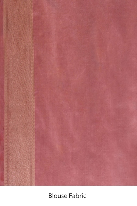 Shop_Taba Kashi By Artika Shah_Pink Kota Doria Embroidery Handloom Bird Jaal Pattern Saree With Running Blouse_Online_at_Aza_Fashions