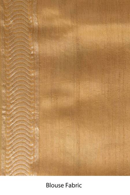 Shop_Taba Kashi By Artika Shah_Beige Tussar Silk Striped Pattern Saree With Running Blouse _Online_at_Aza_Fashions