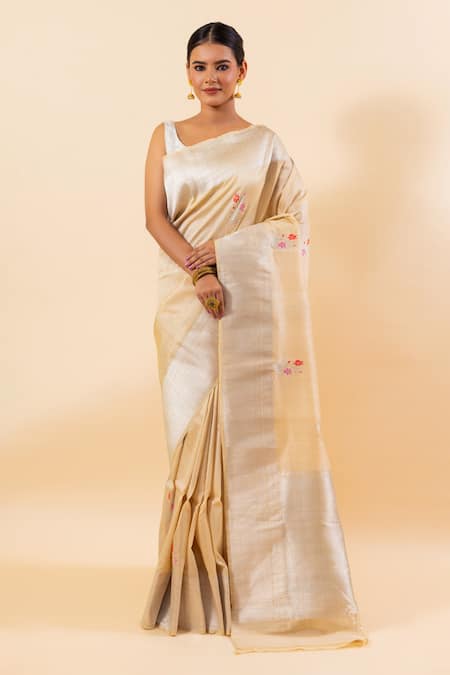 TaBa Kashi By Artika Shah Tifli Butta Handloom Saree With Running Blouse 