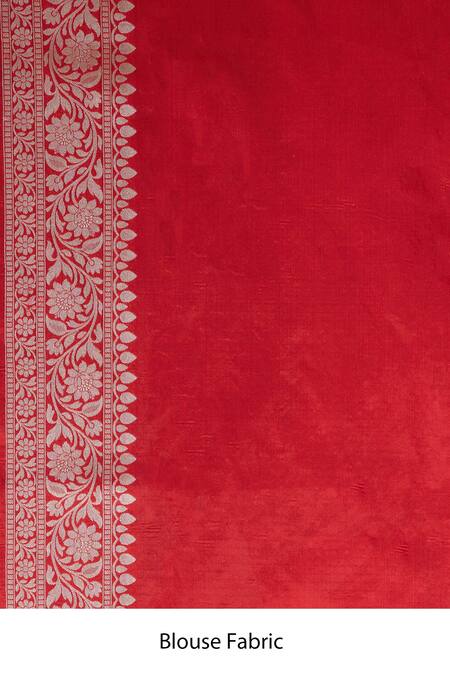 Taba Kashi By Artika Shah_Wine Kota Doria Zari Floral Jaal Pattern Saree Wit Running Blouse_at_Aza_Fashions