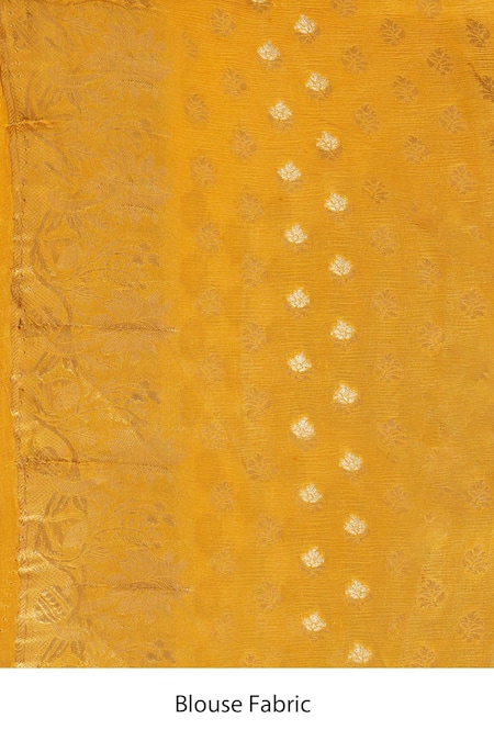 Shop_Taba Kashi By Artika Shah_Yellow Crepe Embroidery Alfi Butta Crinkled Saree With Running Blouse_Online_at_Aza_Fashions