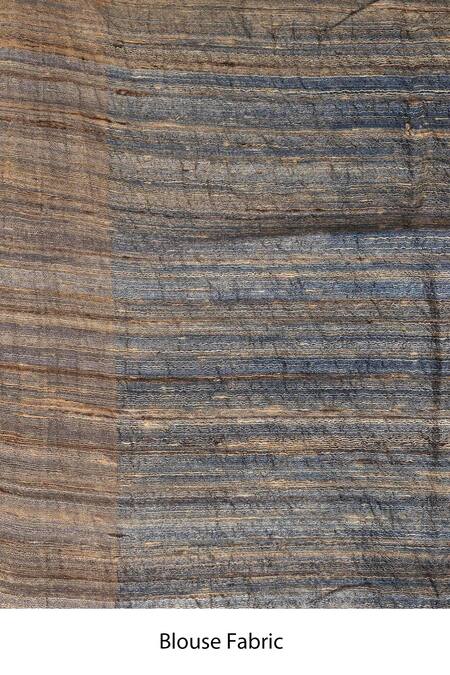 Shop_Taba Kashi By Artika Shah_Grey Tussar Leaf Print Saree With Running Blouse_Online_at_Aza_Fashions