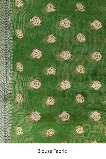 Taba Kashi By Artika Shah_Green Chanderi Silk Madhubani Print Saree With Running Blouse_at_Aza_Fashions