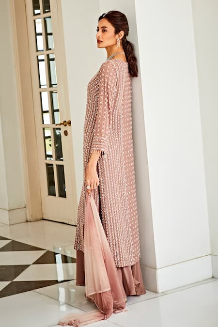 Amitabh Malhotra Crystal & Mirror Embroidered Tunic & Sharara Set 