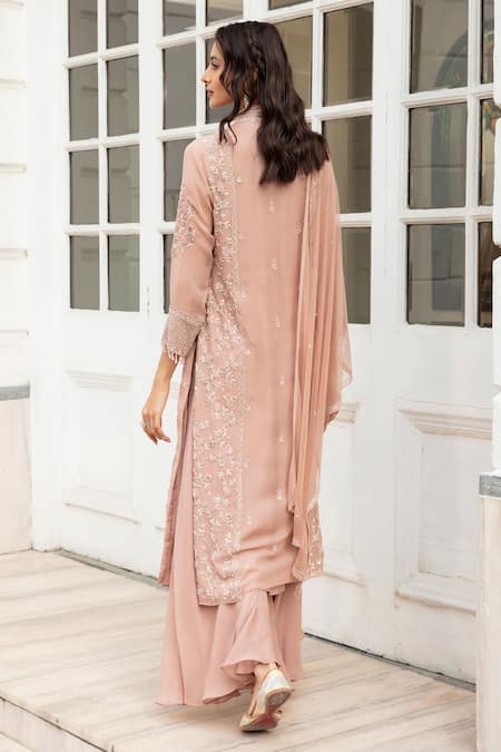 Amitabh Malhotra Crystal & Beads Embroidered Tunic & Sharara Set 