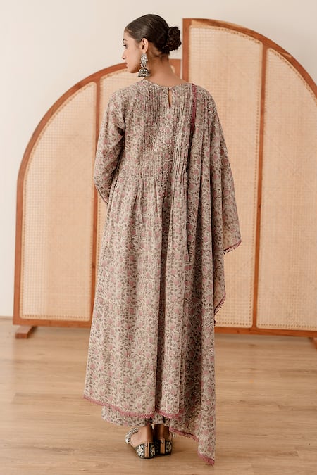 Gulabo Jaipur Abaya Floral Block Print Anarkali Pant Set 