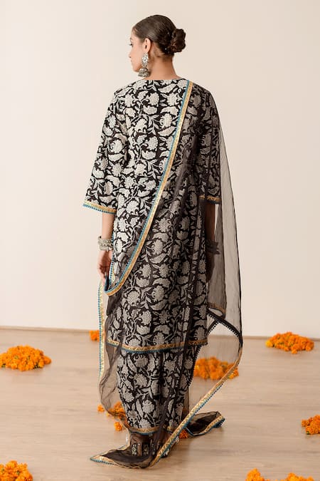 Gulabo Jaipur Floral Block Print Kurta Pant Set With Dupatta 