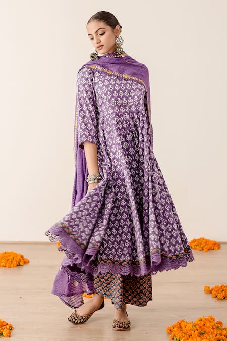 Gulabo Jaipur Roshan Block Print Anarkali Pant Set 