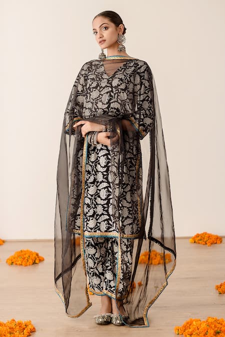 Gulabo Jaipur Floral Block Print Kurta Pant Set With Dupatta 