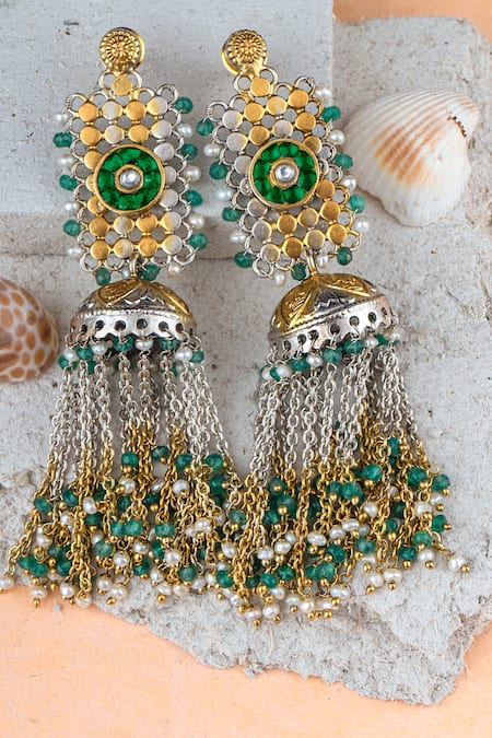 Long jhumkas in on sale gold