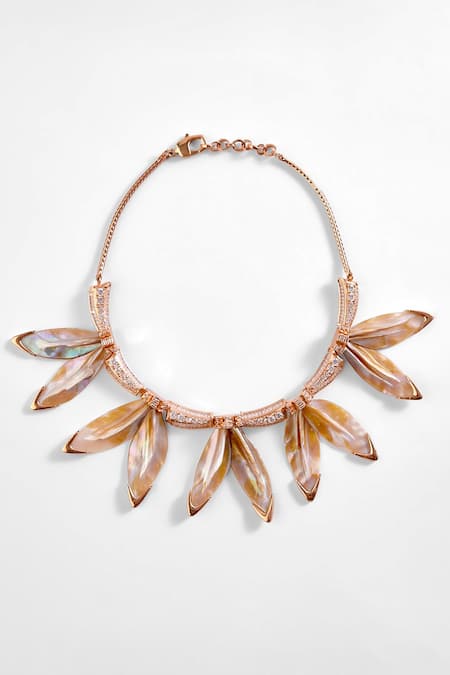 Shop Outhouse Pink Le Palm Serefina Necklace at Aza Fashions Shop_Outhouse_Pink Le Palm Serefina Necklace _at_Aza_Fashions