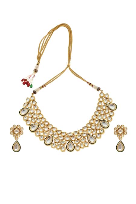 Minaki Geometric Cut Work Necklace Set 