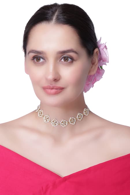 Vinanti Manji Designer Jewellery Floral Kundan Choker 