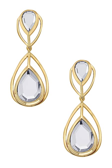 Shop_Isharya_White Mirrors Ayaana Petite Drop Libra Earrings _at_Aza_Fashions