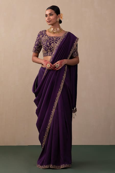 Buy Purple Bandhej Banarasi Saree Online in USA with Embroidered Border –  Pure Elegance