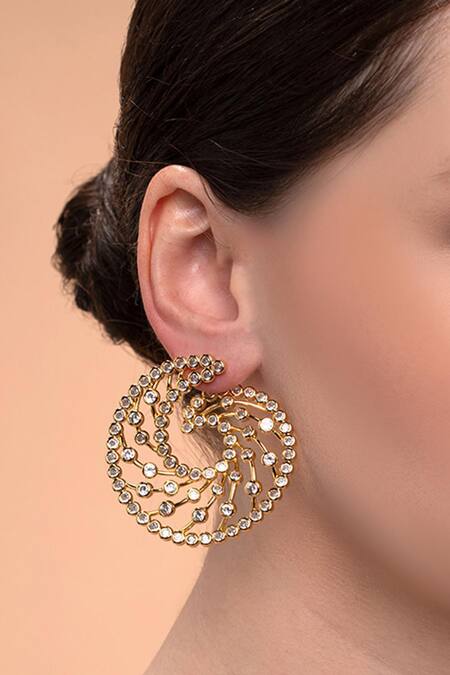 Get Geometric Golden Swirl Loop Earrings at ₹ 404 | LBB Shop