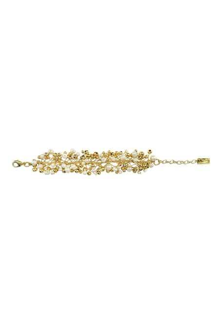 Shop Vaidaan Gold Plated Bead Indira Bracelet at Aza Fashions Shop_Vaidaan_Gold Plated Bead Indira Bracelet _at_Aza_Fashions