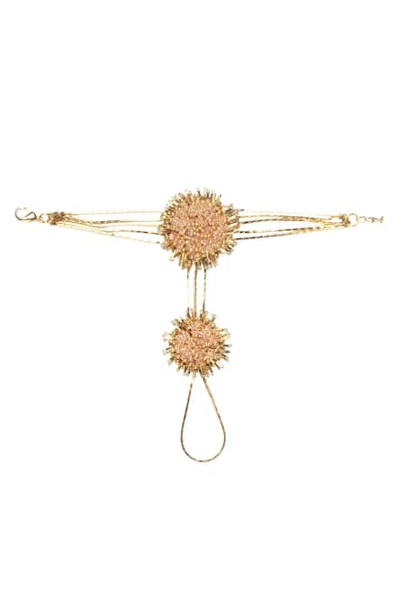 Shop Vaidaan Gold Plated Stones, Beads Jasmine Hathphool at Aza Fashions Shop_Vaidaan_Gold Plated Stones, Beads Jasmine Hathphool _at_Aza_Fashions