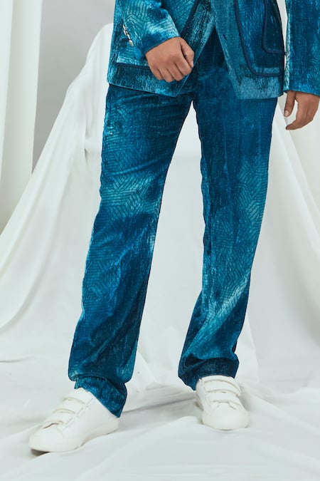 Reiss Bree - Navy Velvet Flared Suit Trousers, Uk 4 R in Blue | Lyst