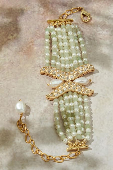 Joules By Radhika Pastel Polki Beaded Bracelet 