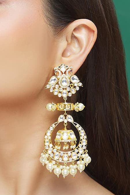 Moh-Maya by Disha Khatri Kundan Embellished Dangler Earrings 