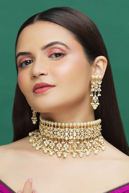 Moh-Maya by Disha Khatri Pearl Drop Choker Set 