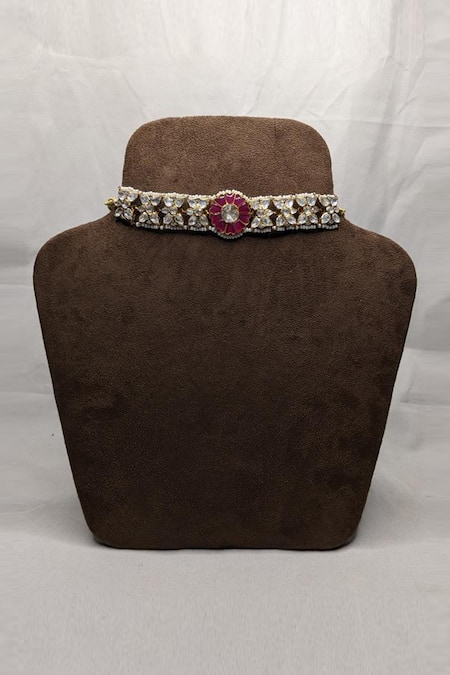 Vinanti Manji Designer Jewellery Floral Studded Choker 