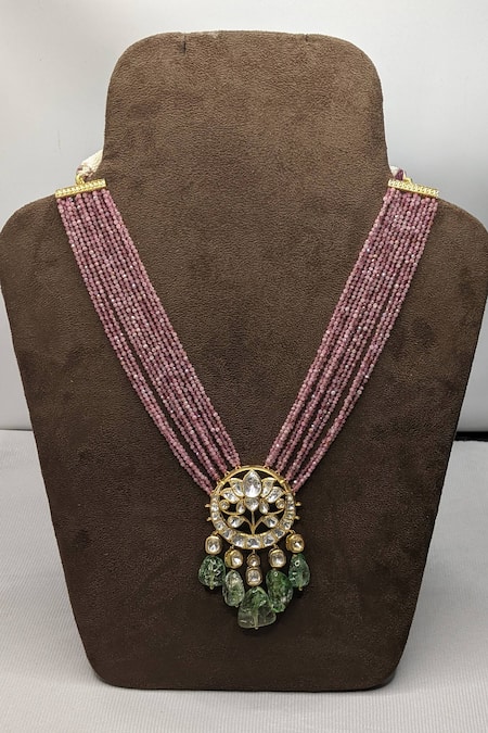 Vinanti Manji Designer Jewellery Lotus Pendant Long Necklace 