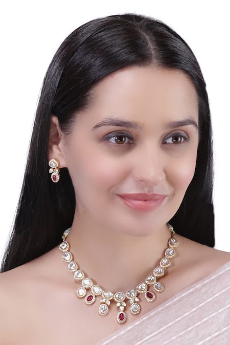 Vinanti Manji Designer Jewellery Stone Embellished Necklace Set 