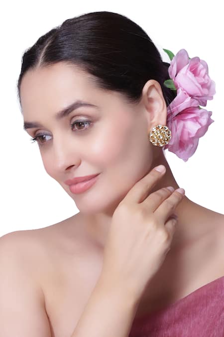 Vinanti Manji Designer Jewellery Kundan Floral Earrings 