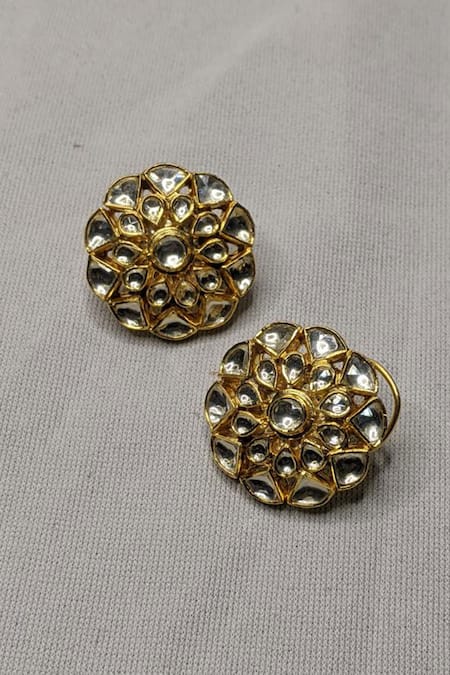 Vinanti Manji Designer Jewellery Kundan Floral Earrings 
