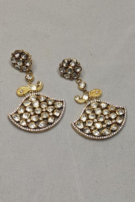 Vinanti Manji Designer Jewellery Studded Dangler Earrings 