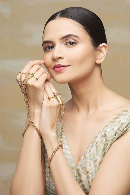 Moh-Maya by Disha Khatri Floral Studded Hathphool - Set of 2 