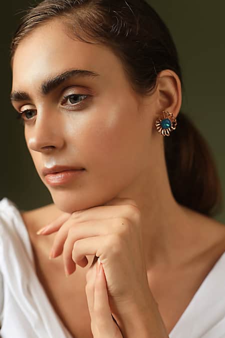 Esme By Aashna Dalmia Crystal Floral Stud Earrings 